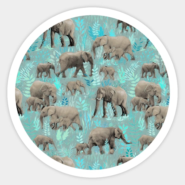 Sweet Elephants in Soft Teal Sticker by micklyn